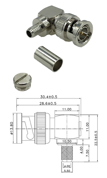 BNC Right-Angled Crimp Plug RG59B/U