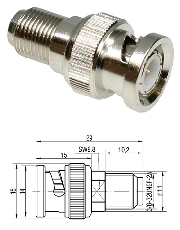 BNC Plug - F Jack