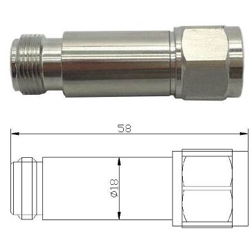 N Type Attenuator 5W, DC-3GHz N-Male to N-Female