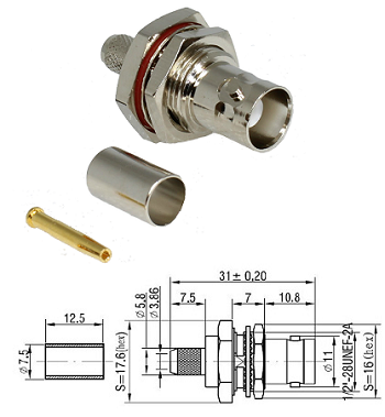 BNC Bulkhead Crimp Jack RG59