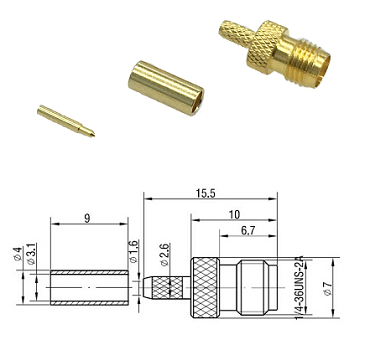 SMA-RP Crimp Jack RG174, 188A, 316, LMR100