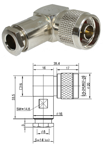 N Type Right-Angled Clamp Plug LMR300