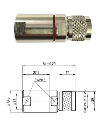 N Type Straight Clamp Plug for 1/2" Cable (54mm)