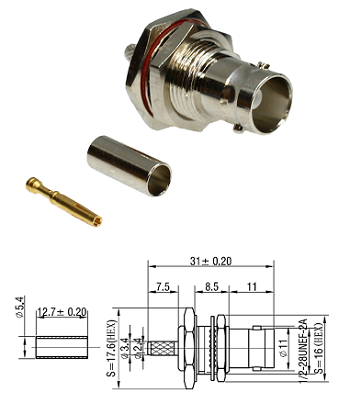 BNC Bulkhead Crimp Jack BT3002