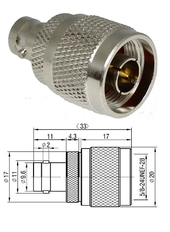 BNC Jack to N Plug Adaptor