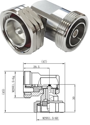 7/16 Right-Angled Adaptor M/F