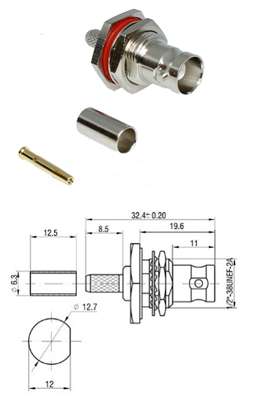 BNC Bulkhead Crimp Jack RG58