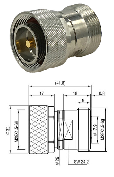 Adaptor 7/16 Male to 7/16 Female