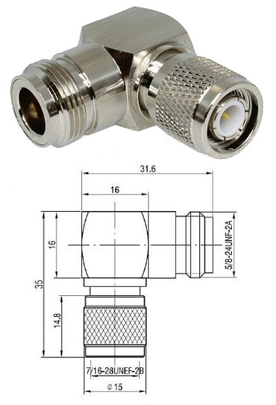 Right-Angled TNC Male to N Female