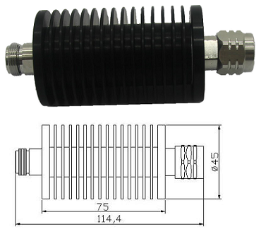 N Type Attenuator 25W, DC-3GHz N-Male to N-Female