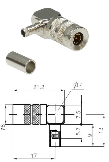 1.0/2.3 Right Angled Crimp Plug ST212