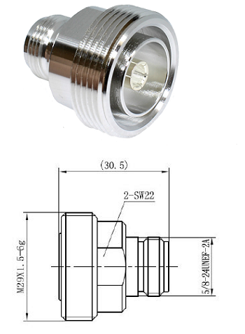 Adaptor 7/16 Female to N Female (30.5mm)