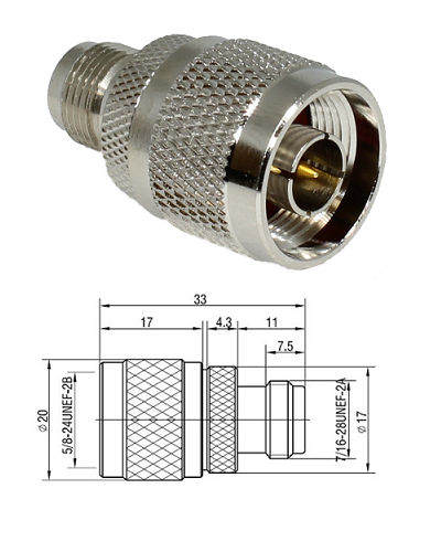 N Male - TNC-RP Female Adaptor