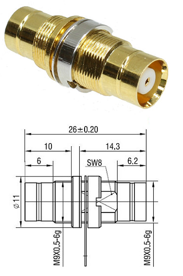 1.6/5.6 Bulkhead Adaptor Jack/Jack