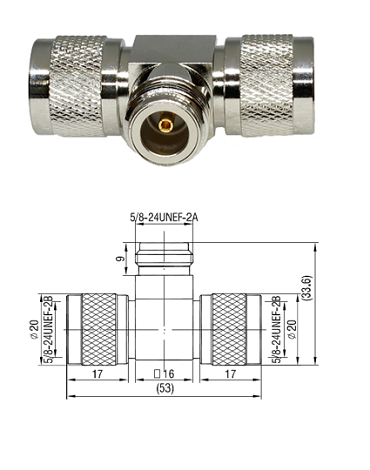 N Type Plug/Jack/Plug T-Adaptor