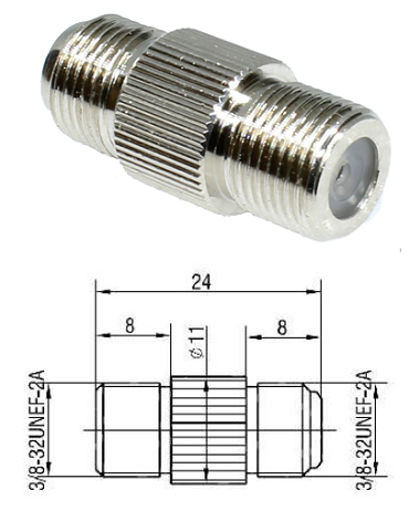 F Type Jack/Jack Adaptor (Brass)