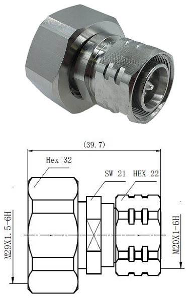 4.3/10 Male - 7/16 Male Adaptor