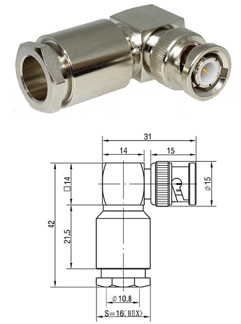 BNC Right-Angled Clamp Plug LMR400