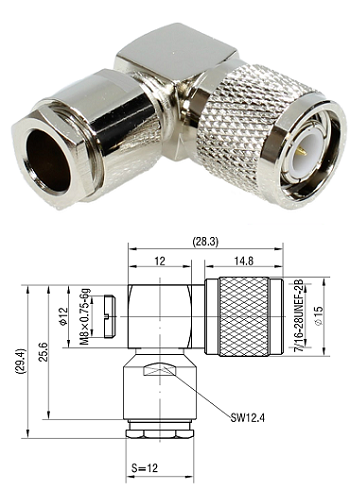 TNC Right-Angled Clamp Plug LMR300/5D-FB