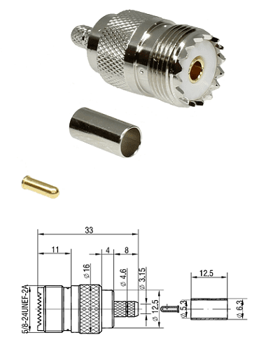 UHF Crimp Jack RG58