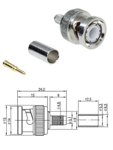 BNC Crimp Plug RG58, LMR195