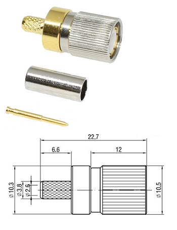 1.6/5.6 Straight Crimp Plug Flex 3 (Solder Pin)