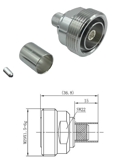 7/16 Crimp Jack RG214