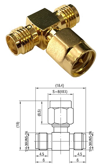 SMA Jack/Plug/Jack T-Adaptor