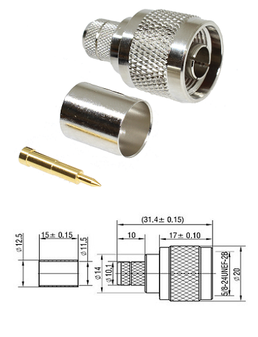 N Type Crimp Plug RG214