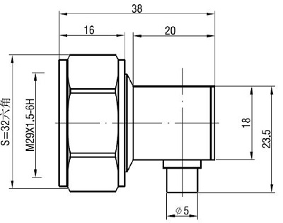 7/16 Right-Angled Solder Plug RG402 / 0.141 (Semi-Rigid)