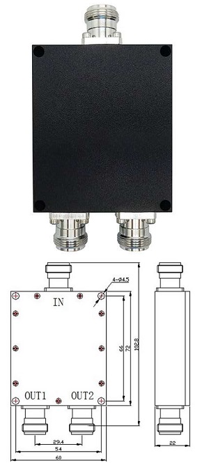 Power Splitter Low PIM (698-2700MHz 50W, N-Female 2-Way)