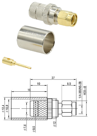 SMA-RP Crimp Plug LMR400