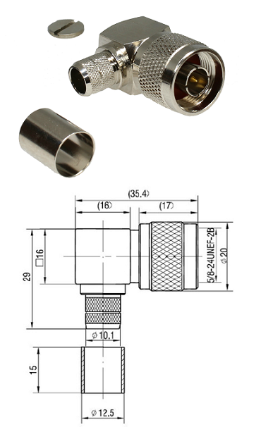 N Type Right-Angled Crimp Plug RG214