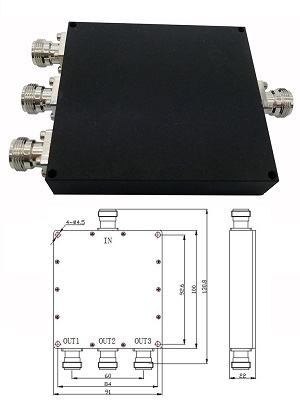 Power Splitter Low PIM (698-2700MHz 50W, N-Female 3-Way)