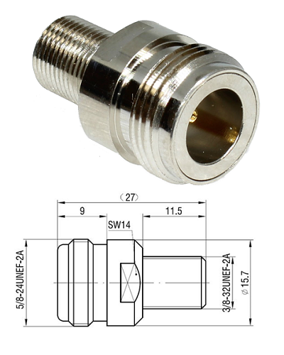 F Type Jack to N Jack Adaptor (N Type 75 ohm Interface)