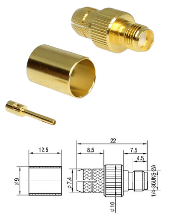 SMA Crimp Jack LMR300 (Solder Pin)