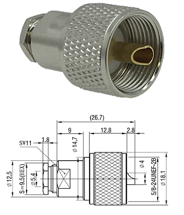  UHF Clamp Plug RG58