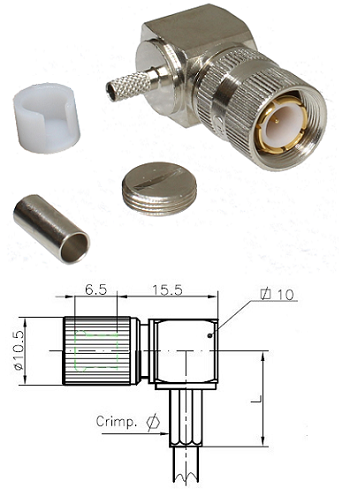 1.6/5.6 Right-Angled Crimp Plug RG179, RA8000