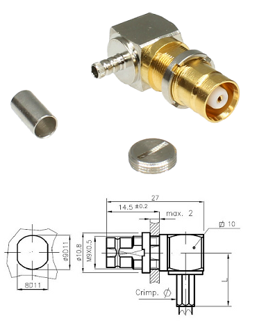 1.6/5.6 Right-Angled Bulkhead Jack BT3002