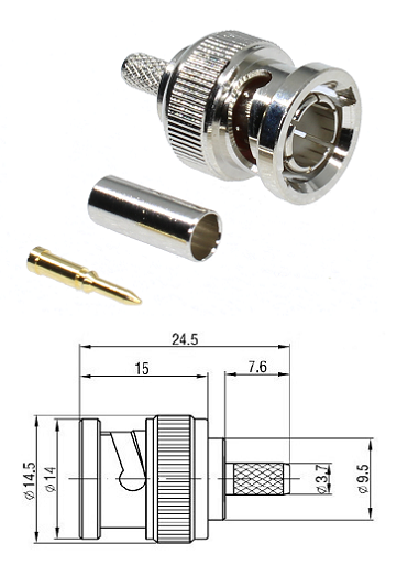 BNC Crimp Plug Flex3/75