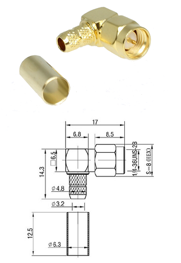 SMA Right-Angled Crimp Plug LMR200