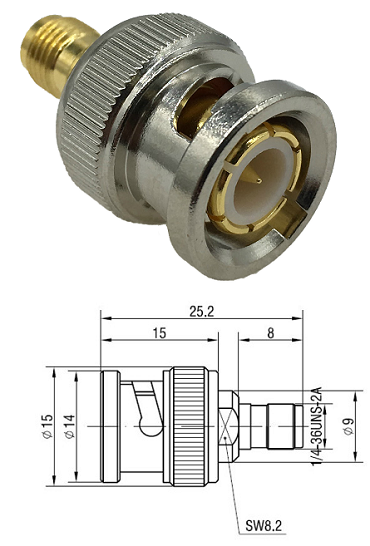 SMA Jack - BNC Plug Adaptor