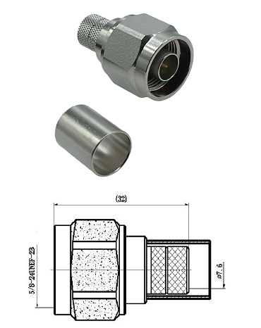 N Type Crimp Plug LMR400 (Eazy-Fit Hex Coupling)