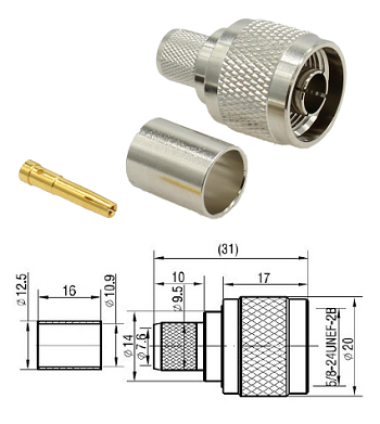 N Type RP Crimp Plug LMR400