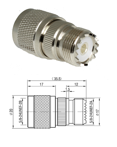 Adaptor UHF Female to N Male