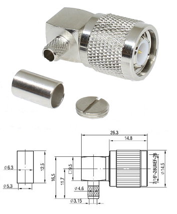 TNC Right-Angled Crimp Plug RG58