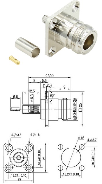 N Type Crimp Panel Jack RG58