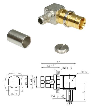 1.6/5.6 Right-Angled Bulkhead Jack ST214