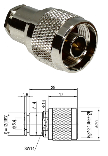 N Type Clamp Plug RG58