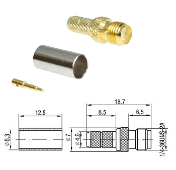 SMA-RP Crimp Jack RG223